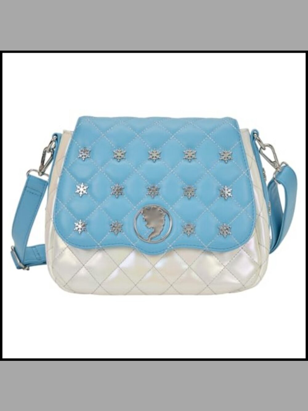 Faux Leather Pearlescent Crossbody Satchel Bag Quilted Adjustable Strap